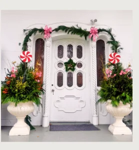 Decorated holiday doorway